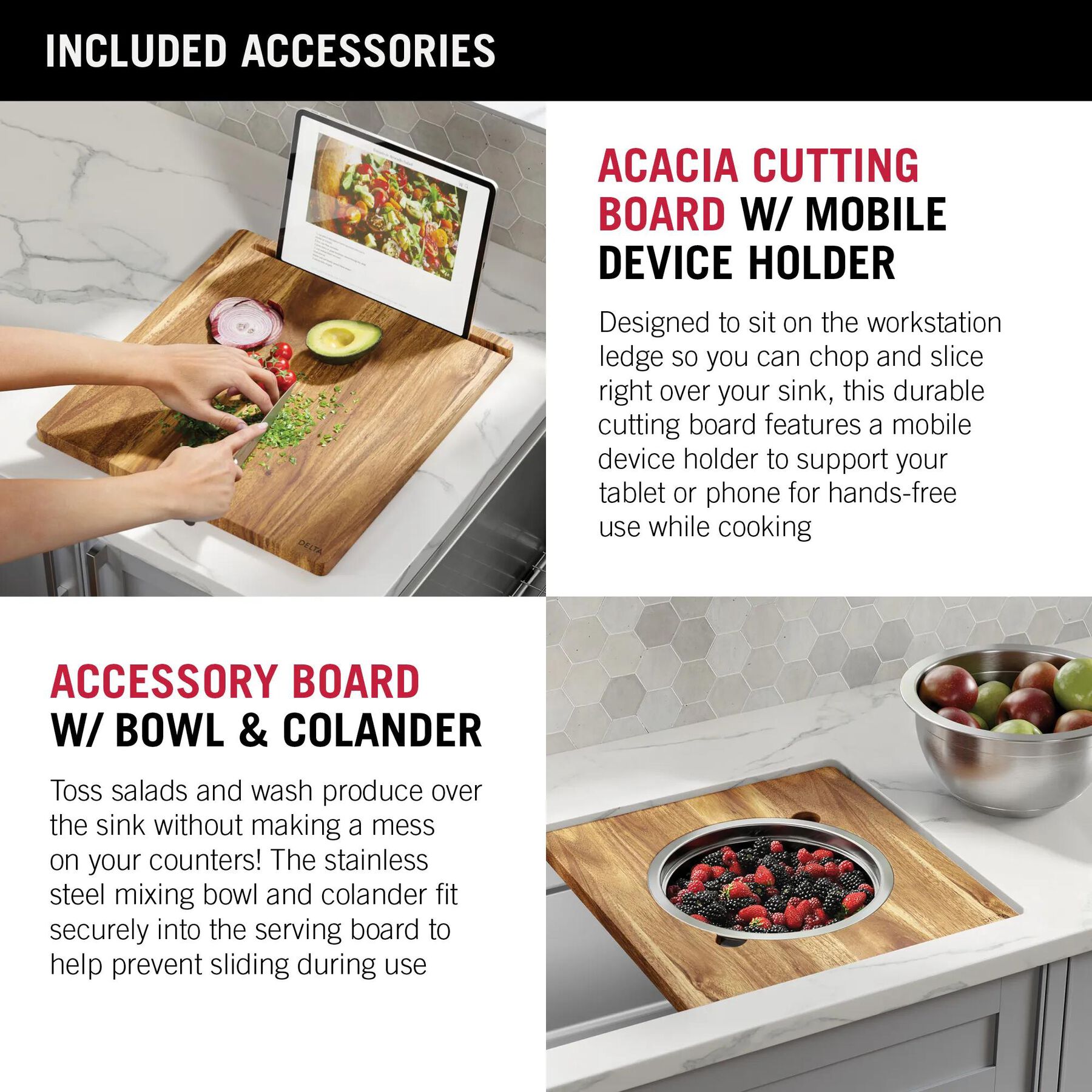 45&rdquo; Workstation Undermount Single Bowl 16 Gauge Stainless Steel Kitchen Sink with 2-Tier&nbsp;WorkFlow&trade; Ledge and Accessories